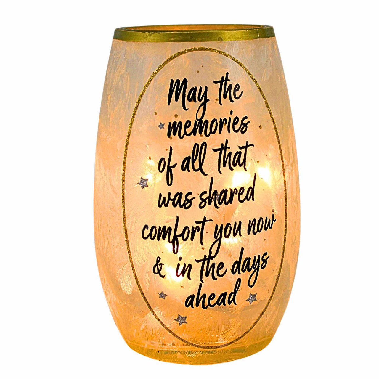 Stony Creek 5.25 In Sharing Memories Pre-Lit Vase Bereavement Lighted Glass Accent , Loss Loved One
